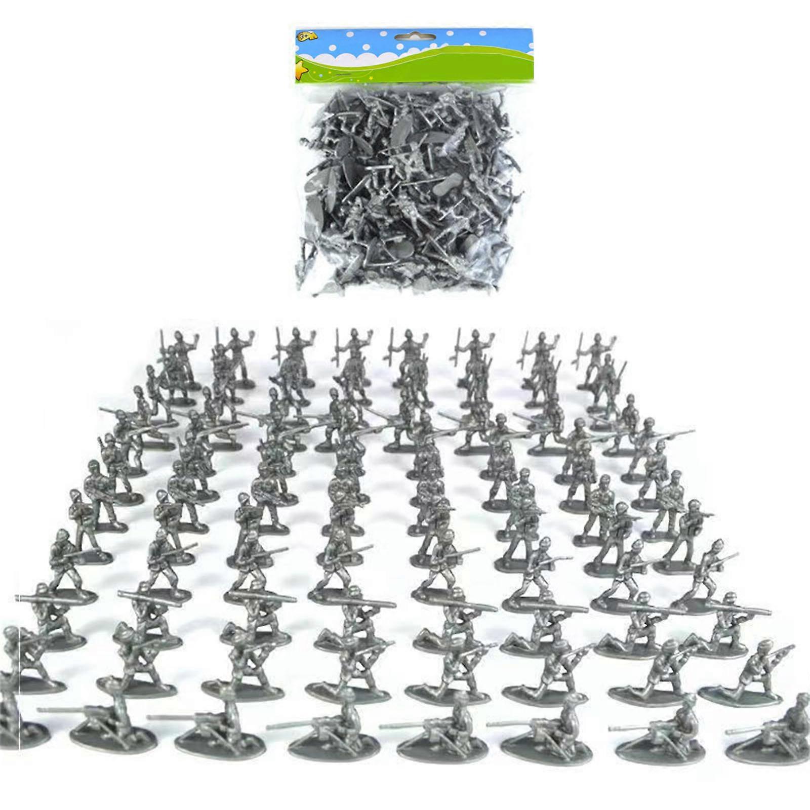 figurines de combat miniatures 100 pièces / sac en plastique soldat de combat hommes ensemble avec diverses postures pour un jeu de simulation créatif argent