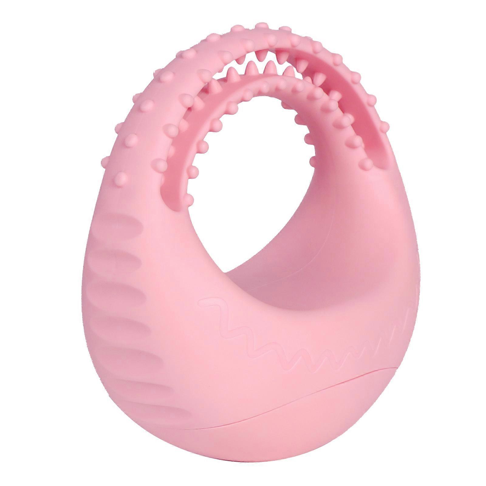 Pet Dog Chew Toy Soft Teething Bone Dog Teeth Clean Bone Flying Disc Toy Aggressive Chewers Dog Interactive Training Toy Pink
