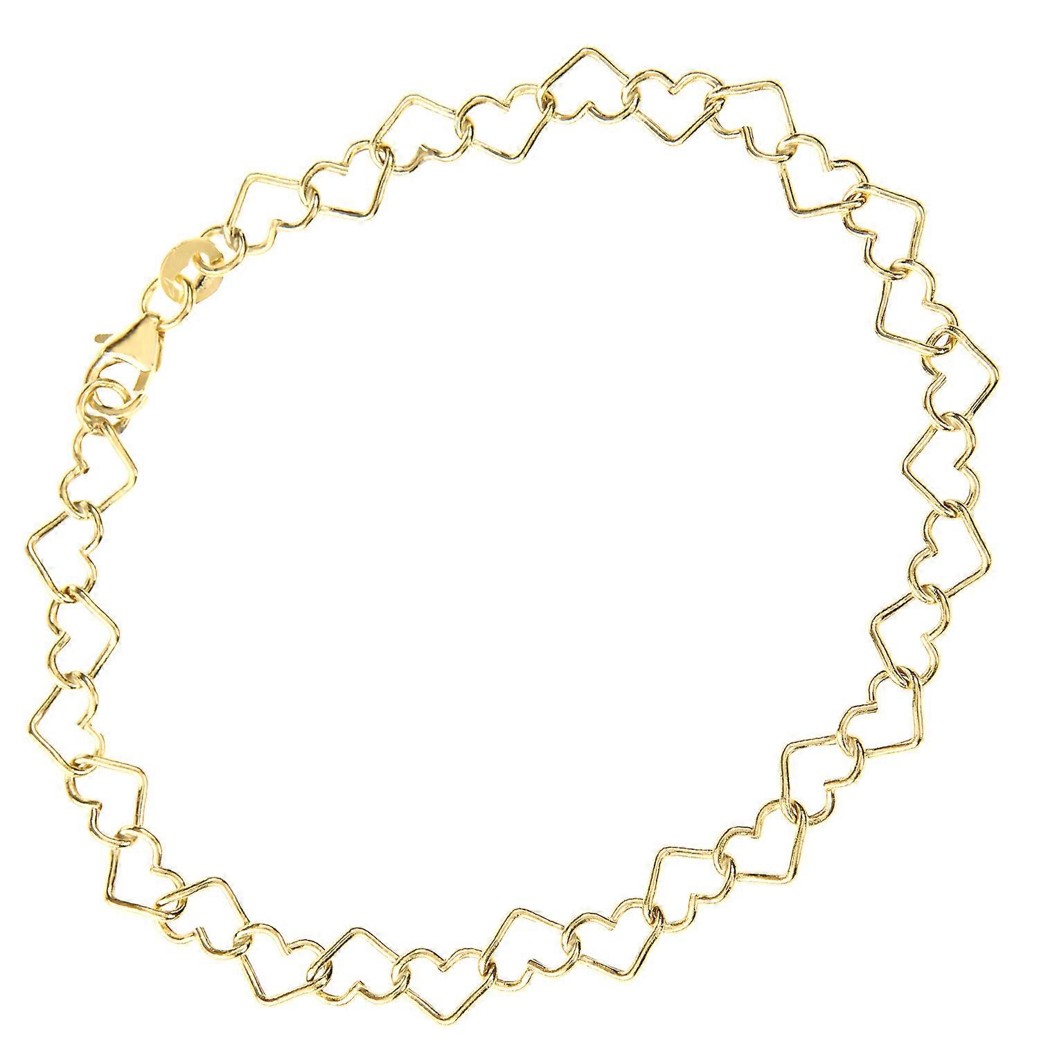 Jewelco London 9ct Yellow Gold Heart Chain Bracelet 7mm 7.5 inch 19cm