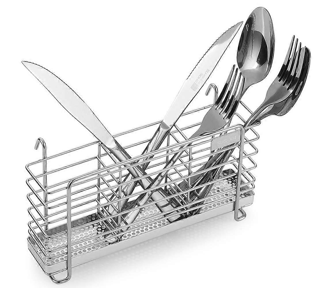 Proof 304 stainless steel utensil drying rack with hooks 3 divided compartments no drilling