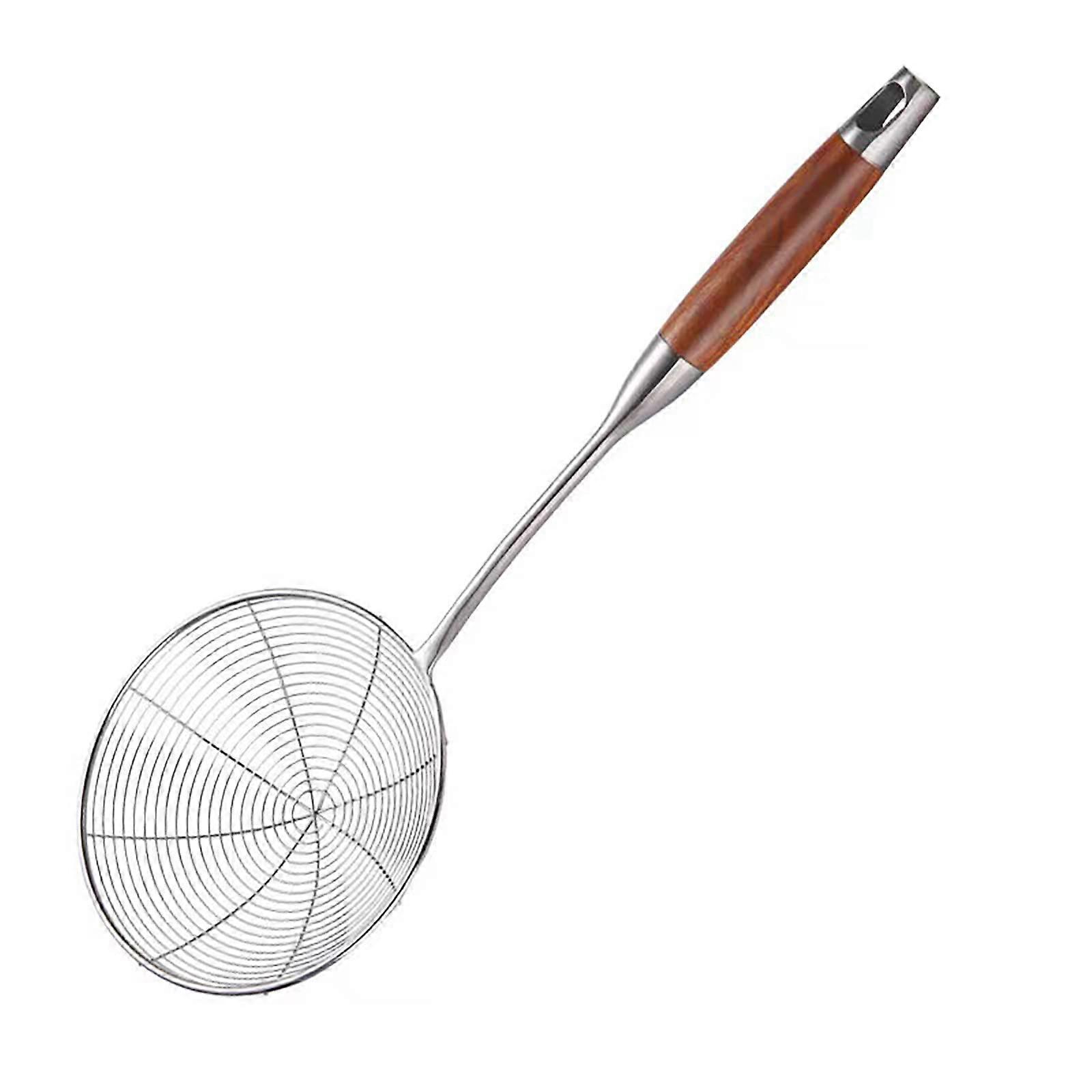 Spider Strainer Spoon With Wooden Handle For Frying And Skimming Tool