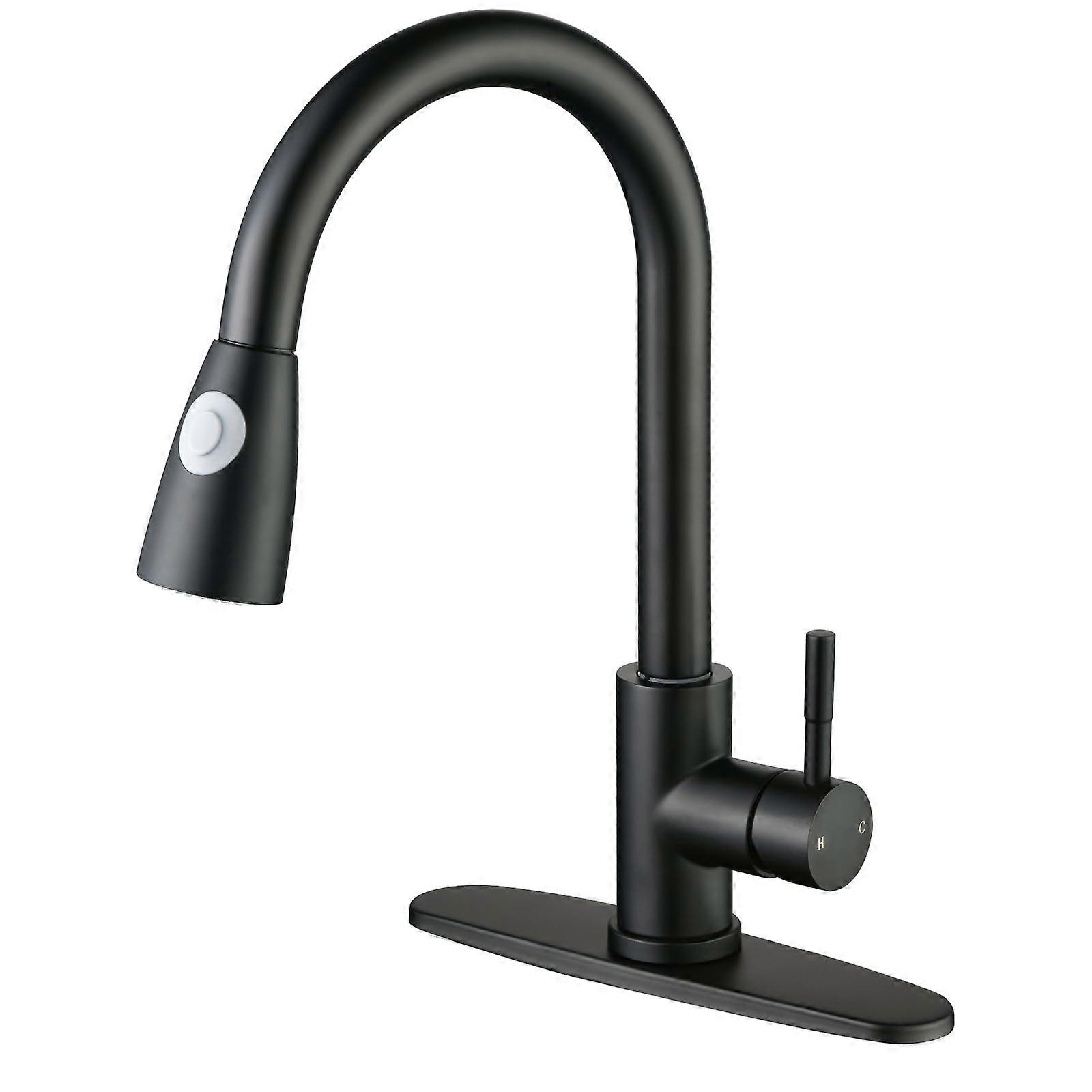 Matte Black Pull Down Sprayer Kitchen Faucet with High Arc Design, Stainless Steel Construction, and Dual Function Spray