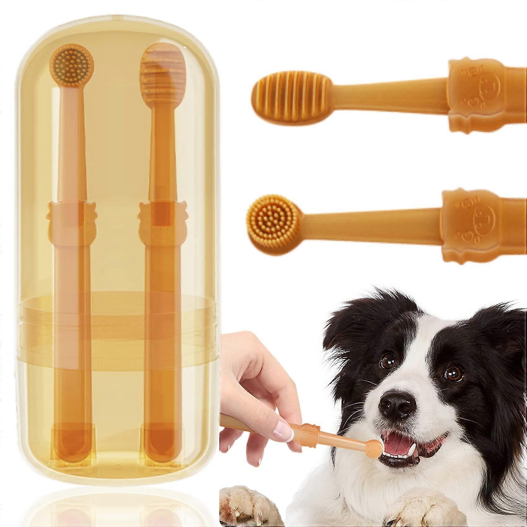 Silicone Pet Toothbrush Set for Dogs and Cats - Soft Bristles, Ergonomic Design, Easy Grip, Durable Material