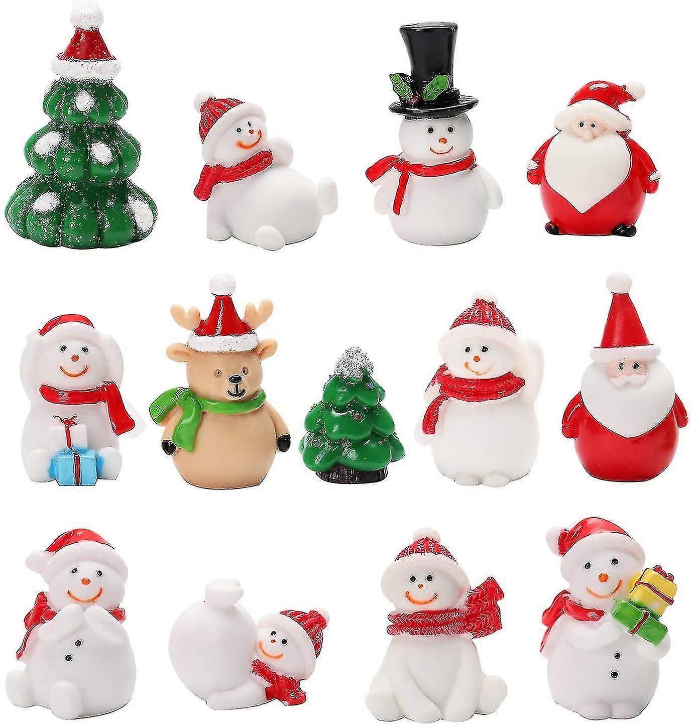 13 Pcs Christmas Mini Desktop Ornaments Set Micro Landscape Ornament