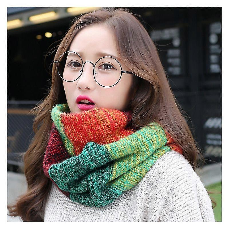 Dame Fargerik Halsskjerf Vinterstrikket Loop Infinity Skjerf Varm Wrap Cowl Type 4