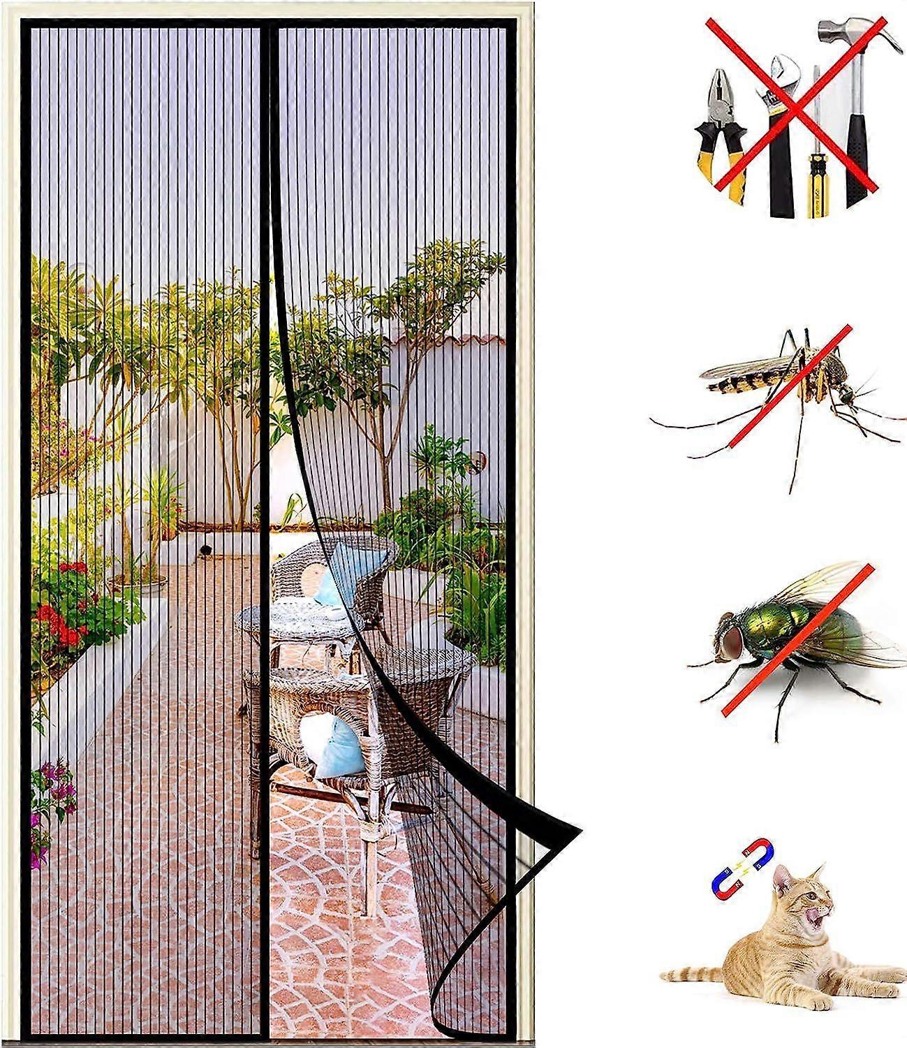 Magnetic Door Window Mosquito Net 120x210cm, Self-Adhesive Mesh Encryption Mosquito Net, Anti Mosquito Magnetic Curtain Automatic Closing, No Drilling