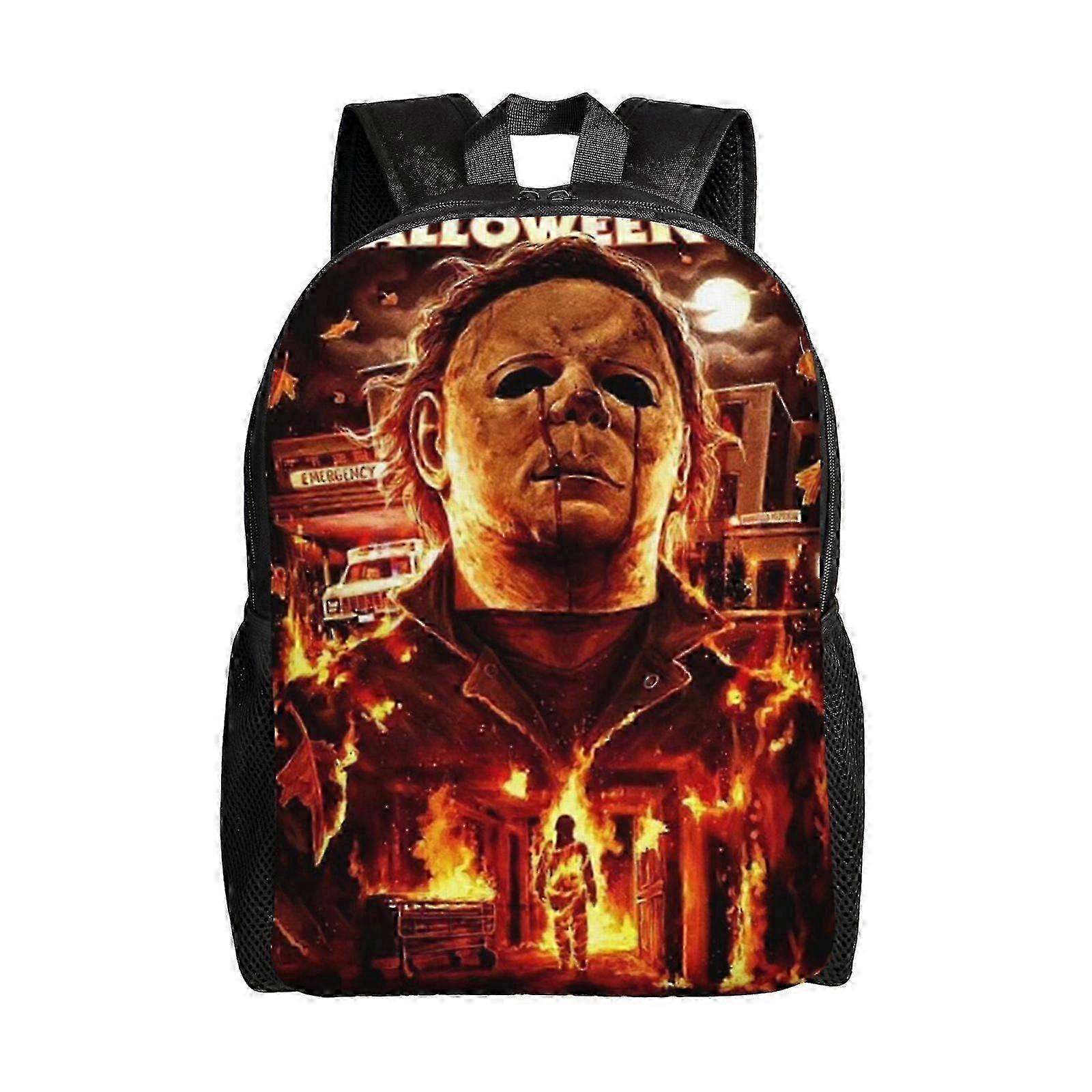 c2968 هالوين مايكل مايرز ملصق حقيبة ظهر كمبيوتر محمول حقيبة مدرسية حقيبة طالب كلية حقيبة ظهر أساسية خفيفة الوزن ل A jjn2968