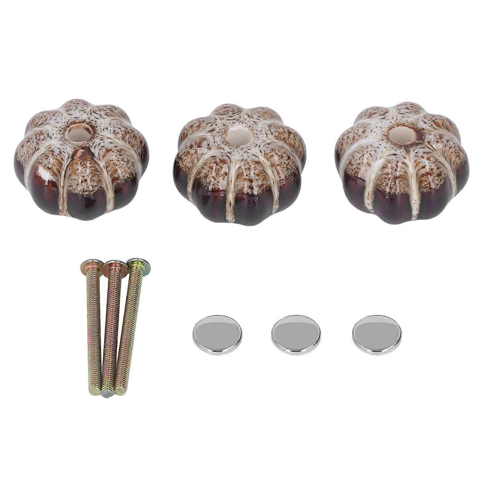3 Pcs Classical Ceramic Pumpkin Door Pull Handle Knobs For Kitchen Cabinet Drawer Cupboard