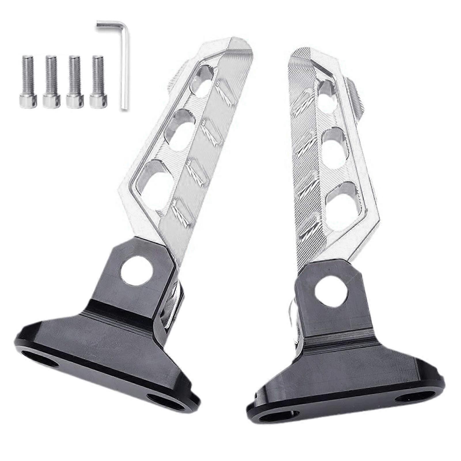 Easy Install Foldable Foot Pegs Aluminum Compact Folding Footrests Space Efficient Foldable Footrests Pair for Silver