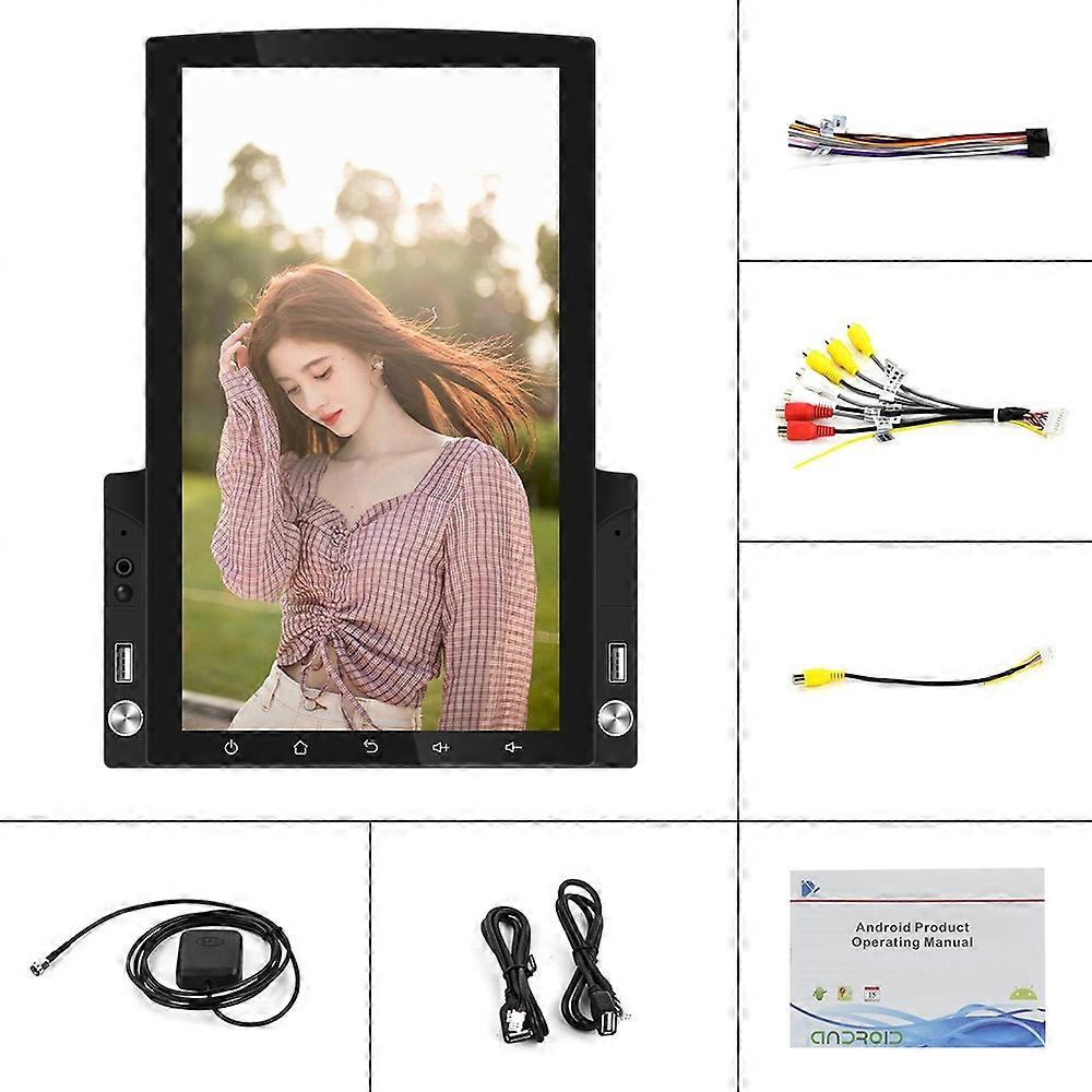 9.7 inch Vertical Screen HD 2.5D Glass Car MP5 Player Android Navigation All-in-one Machine Standard+4 Lights Camera