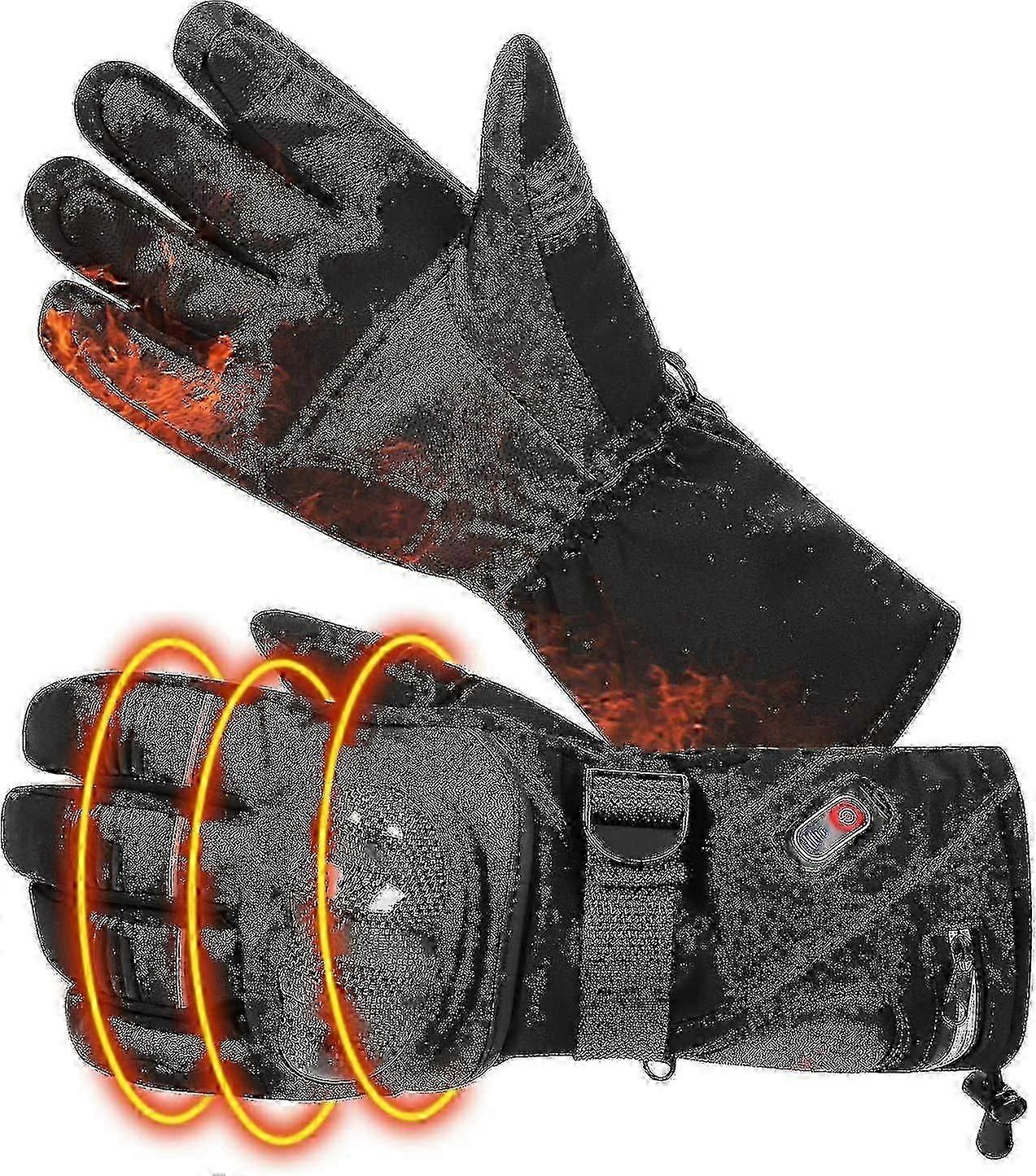Heated Gloves With Knuckle Protection Heated Warm Skin Leather Touch Screen Motorcycle Gloves Rechargeable Gloves Riding For Men And Women