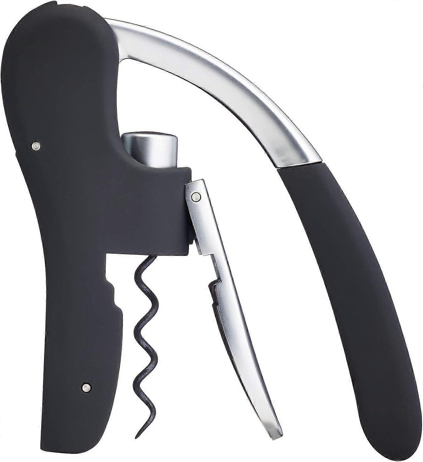 Deluxe Corkscrew, Wine Bottle Opener with Built-in Foil Cutter, Black & Chrome