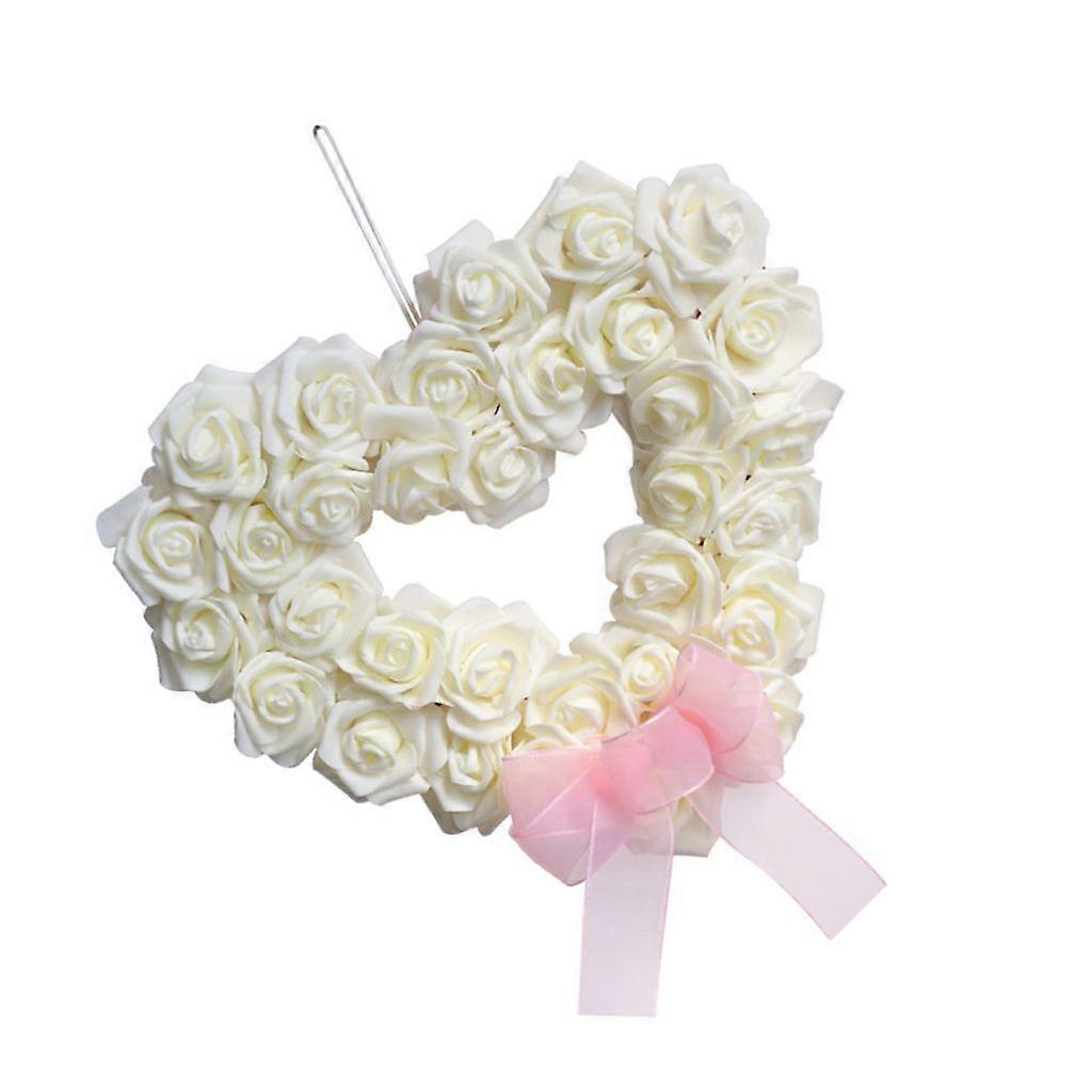 Corona di fiori a forma di cuore Ghirlande artificiali di rosa bianca per la soglia della porta