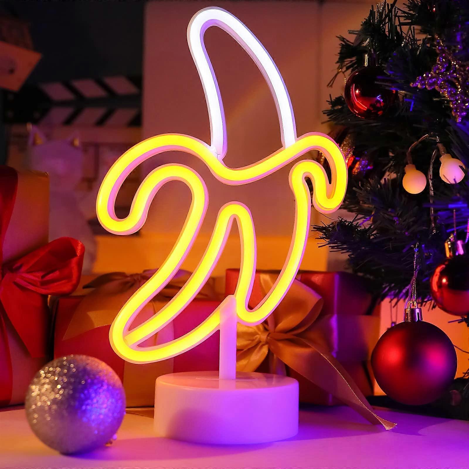 Banana neon signs, LED light banana neon light holder base, battery/USB strong nightlight