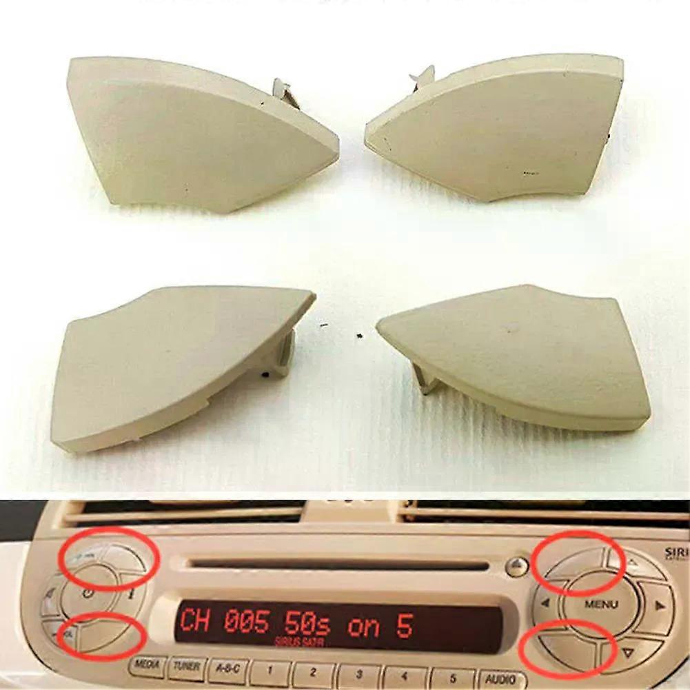 4 X Car Radio Cd Buttons Trim Mold Cover compatible for Fiat 500 Radio From 2008 Onwards Removal Automobile Decoration