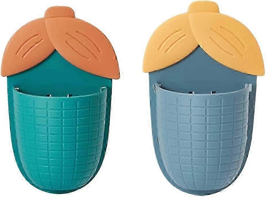 Wall-mounted self-adhesive storage box, pen holder (blue)