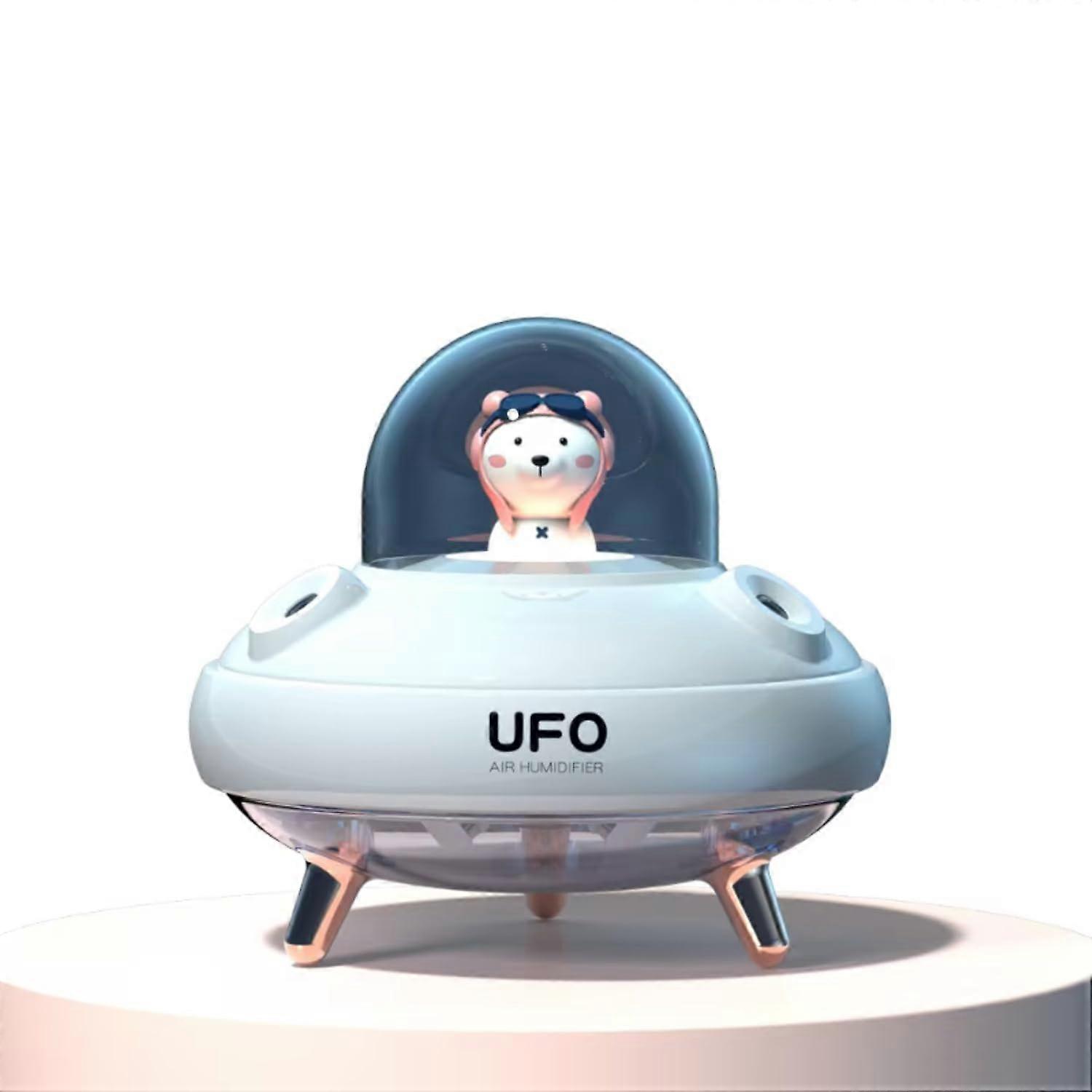 Dual Nozzles Wireless UFO Humidifier 300ml Desktop Air Humidifier with LED Light and Aroma Essential Oil Diffuser