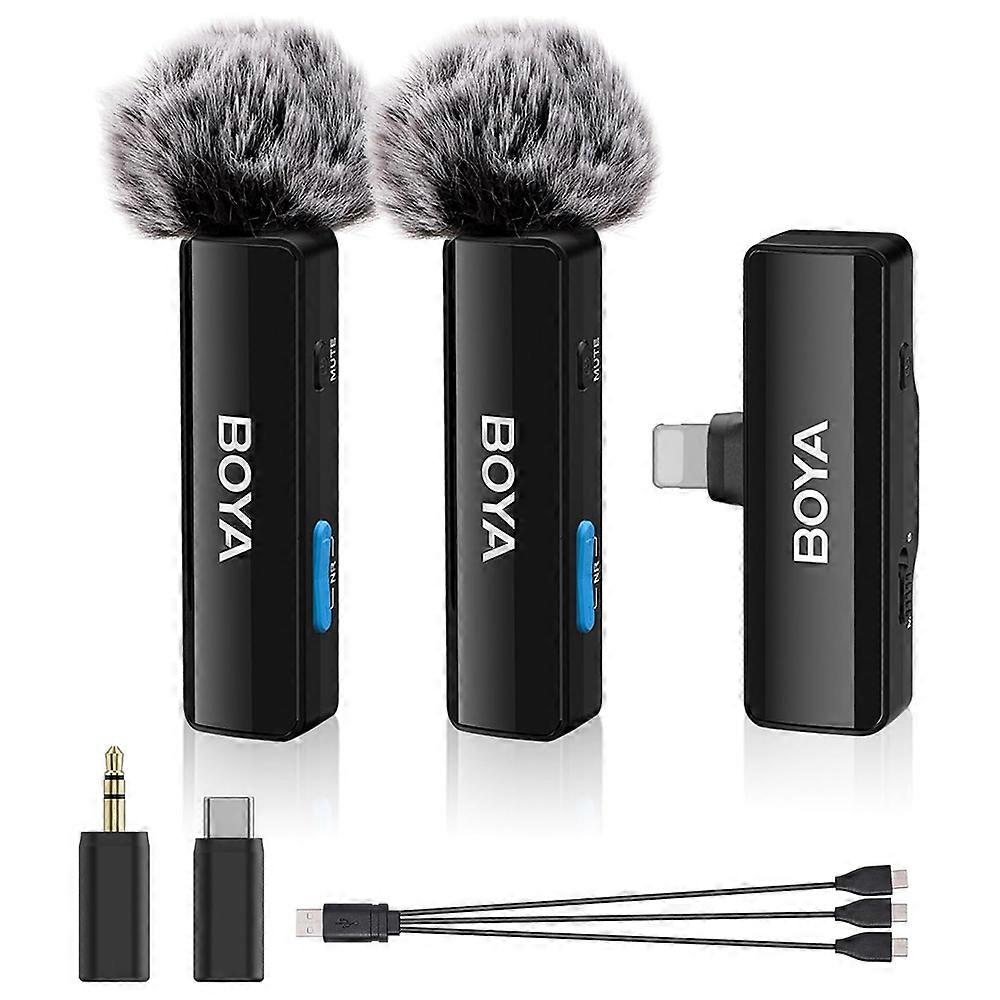BOYA BOYALINK A2 For iPhone/Android/Camera Vlogging Wireless Lavalier Microphone (2 TX+1 RX) 100m