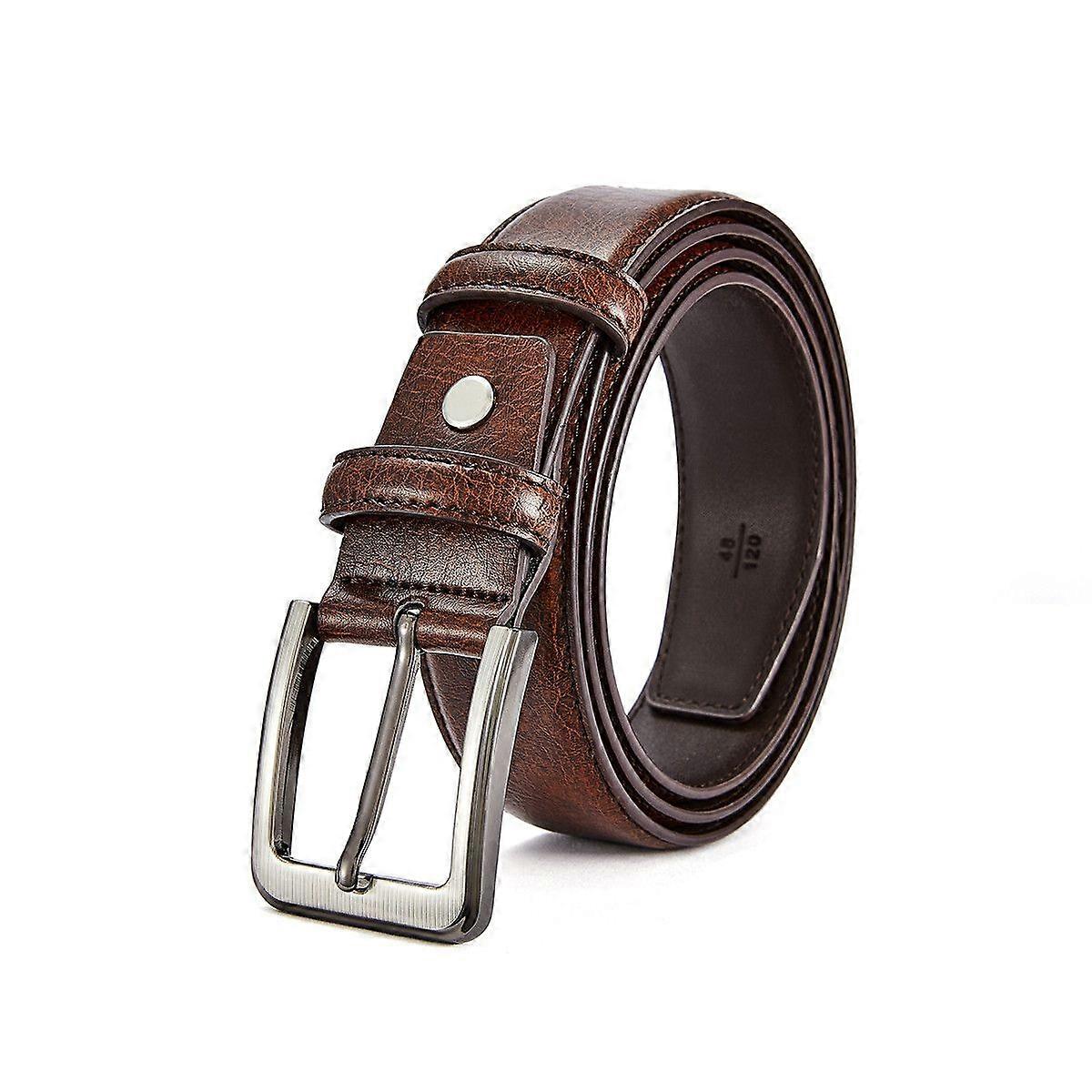 Belt Men's Casual Pin Buckle Versatile Cowhide Belt (Coffee Color)