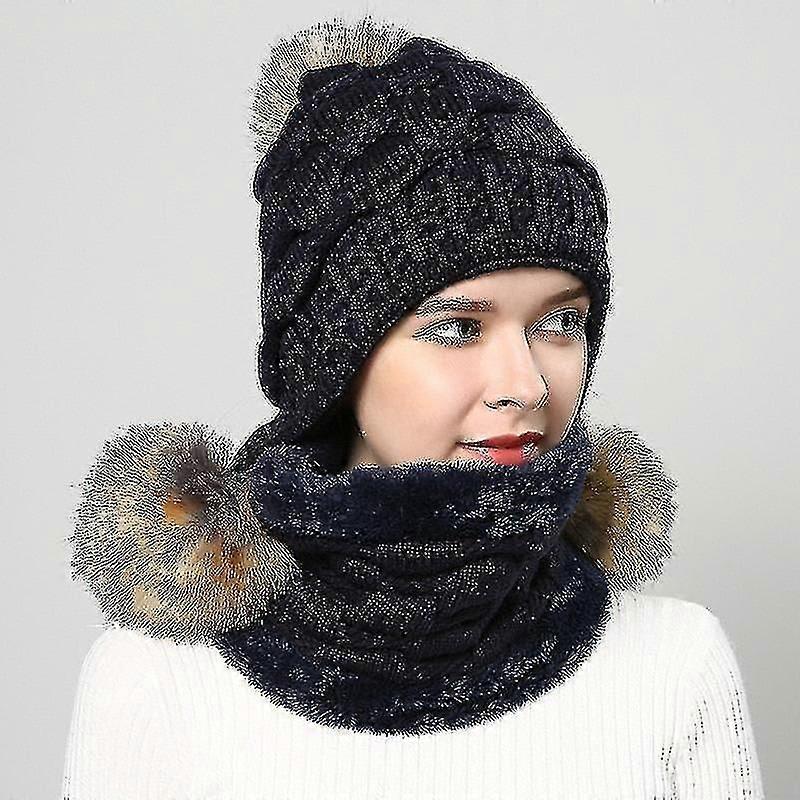 Vrouwen Wintermode Pompom Baretten Cap, Sjaal