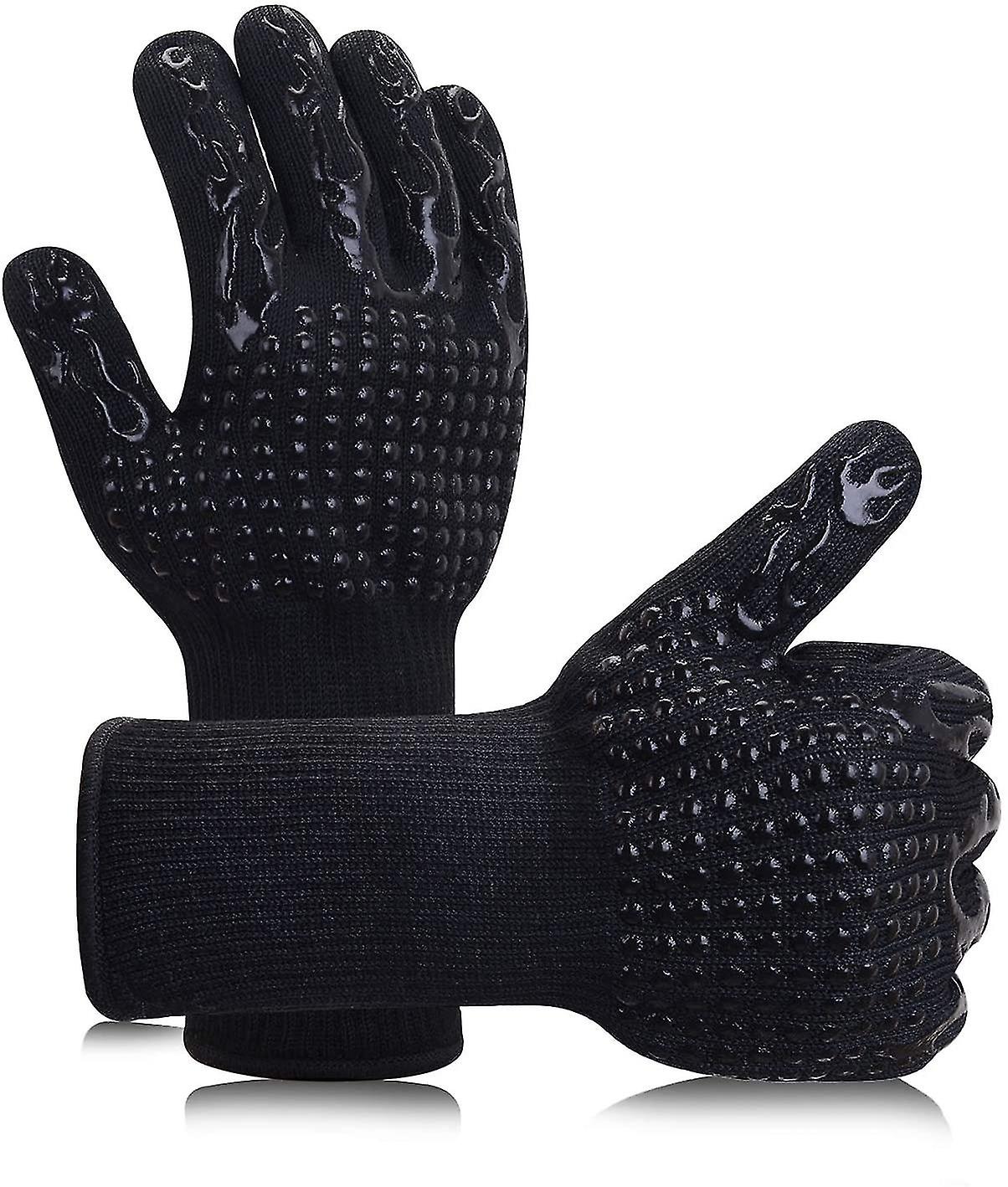 Heat Resistant Bbq Gloves Pair Non-slip Silicone Oven Gloves