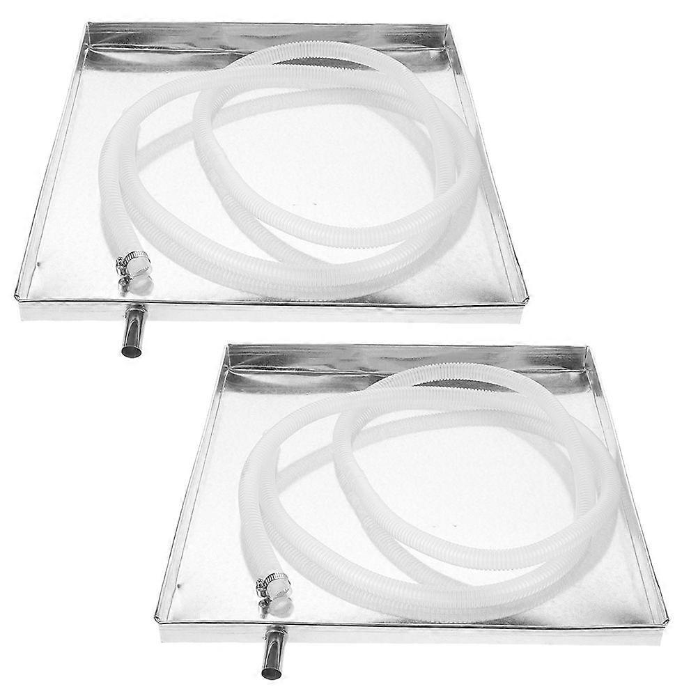 2 Sets  Thickened Square Ac Drain Tray For Outdoor Air Conditioner Unit Efficient Water Catcher Drip Pans Air Conditioner Water Tray