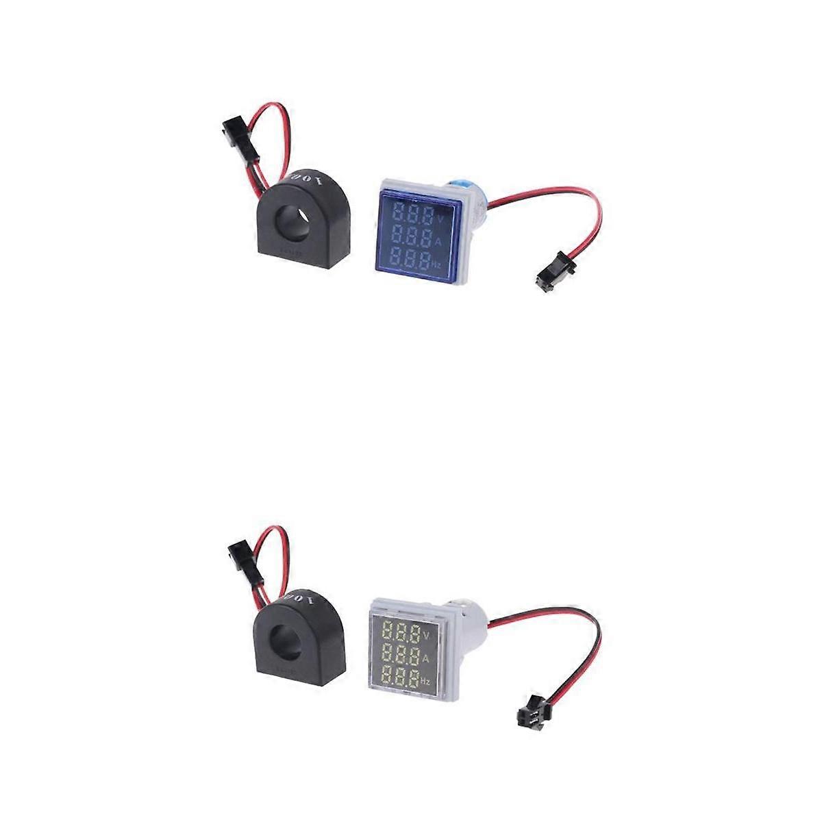 2x LED Multifunction 60-500V 100A 20-75Hz Volt Current Frequency Meter Combo