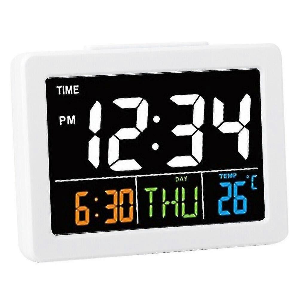 Color Large Screen Desk Alarm Clock With Temperature Date Display