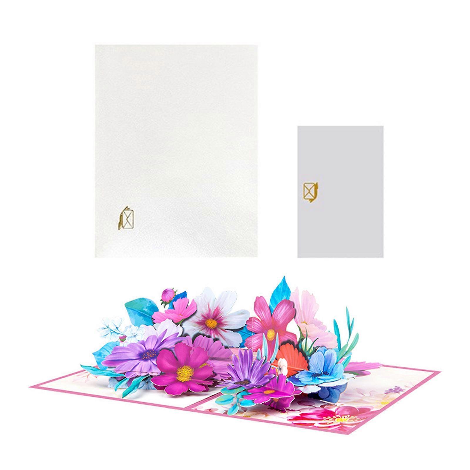 3D Popup Greeting Card with Tibetan Thangka Gesang Flower Handmade Foldable Paper Card with Envelope Mother Day Present