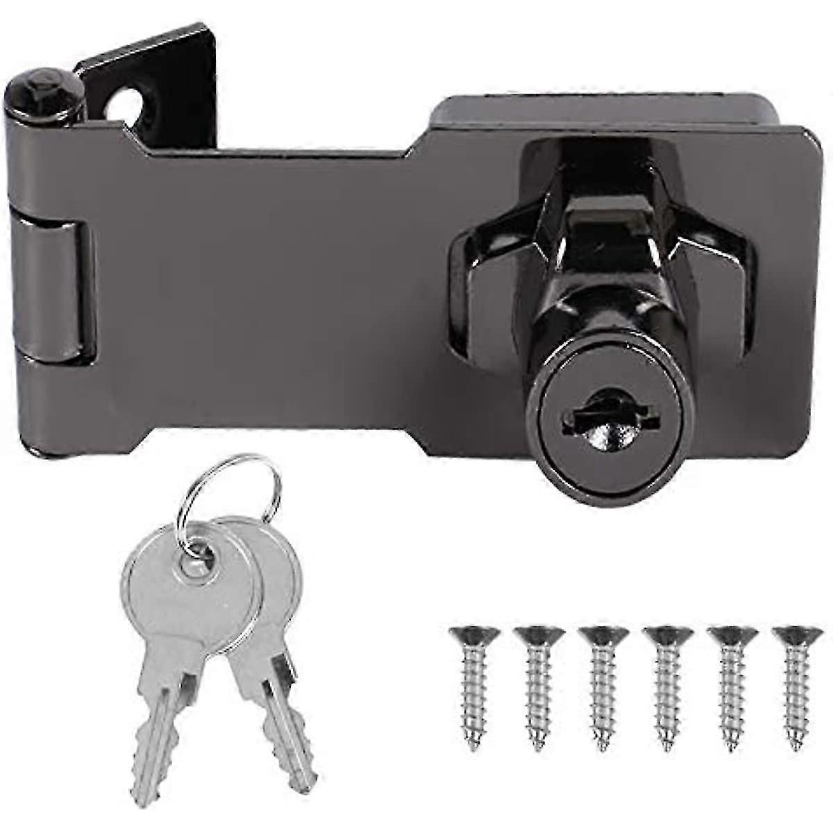 Avainlukitus Hasp Shed -lukot Heavy Duty Hasp ja Staple Lock Metal Lock Hasp Twist Nuppi Avaimella varustetut Hasp-lukot avainturvaportin lukolla ikkunaa varten