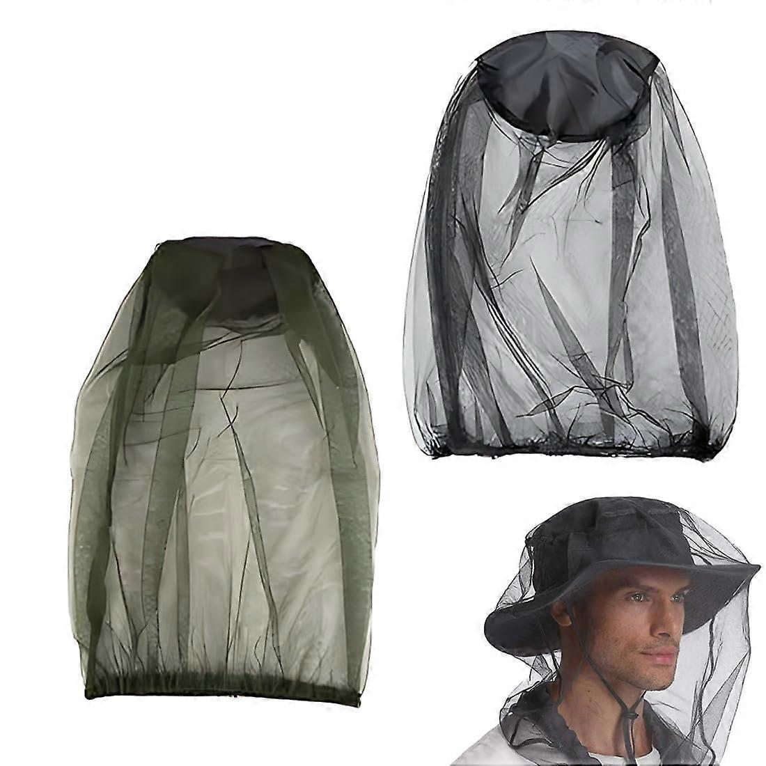 Mosquito Head Net for Outdoor Hiking Camping Bug Prevention Grey Green