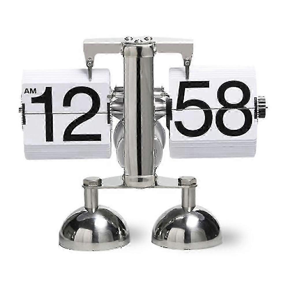 Vintage Table Clock Automatic Page Turning Clock Double Foot Small Scales Flip Desk Clock Home/offi