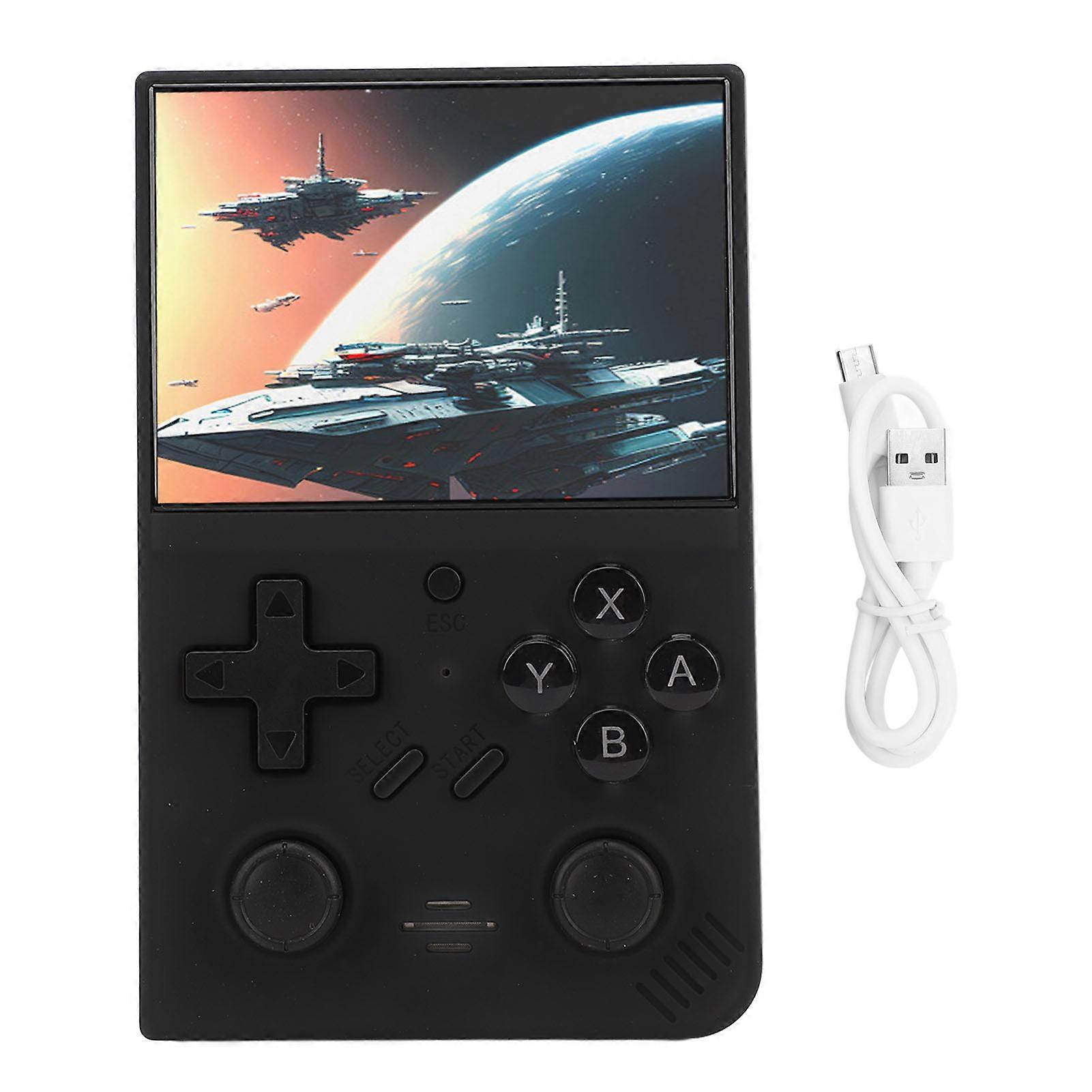 Black Retro Handheld Game Console: 3.5" IPS Screen, 64GB, 10 Emulators, 3000mAh Battery