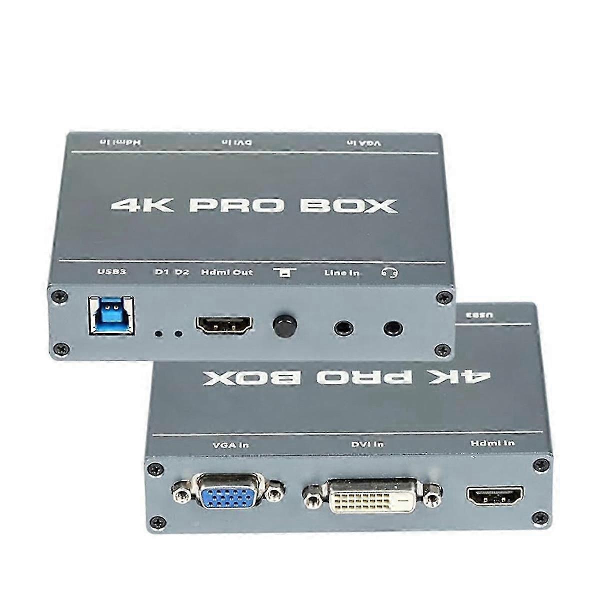 DVI VGA -Compatible to Usb3.0 Capture Card 4k Pro Box Hd Video Capture Device Loop Out 1080p 60fps