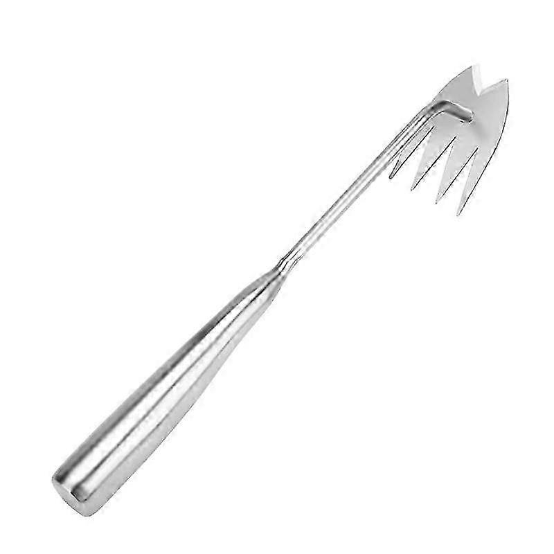 4-Tooth Stainless Steel Weed Puller Tool - Dual Purpose Grass Remover