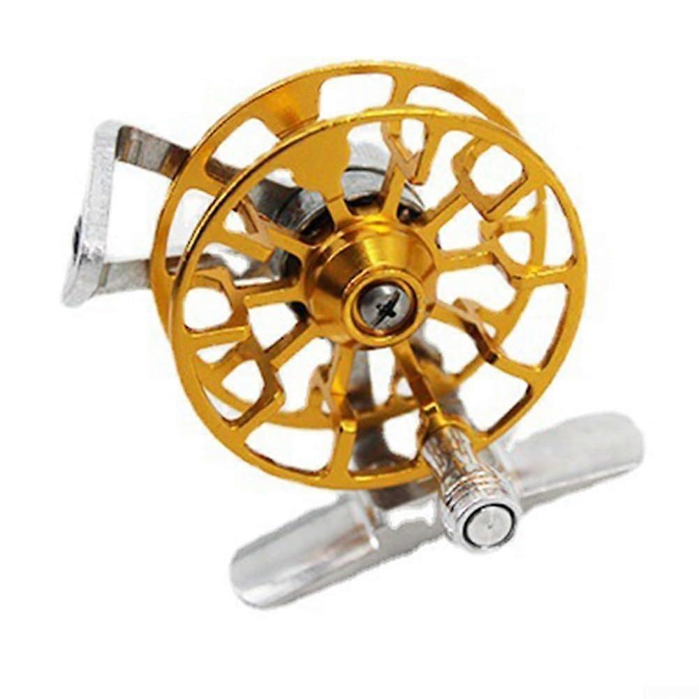 Durable Aluminum Alloy Fishing Reel 50mm Diameter with Smooth Braking System, Precise Line Guides, Gold Color