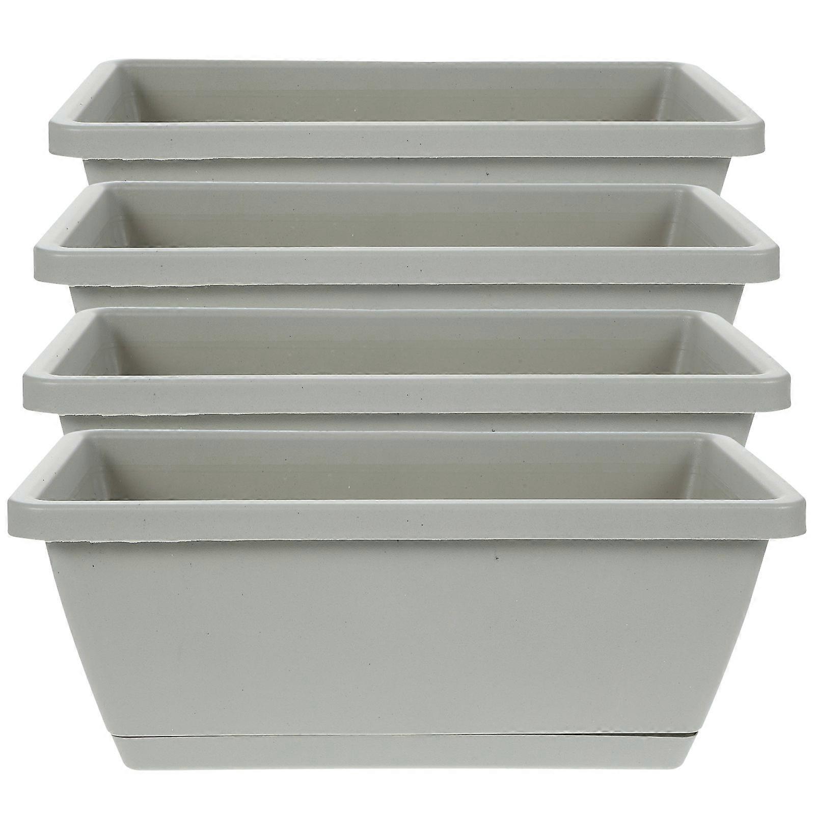 4pcs  Window Box Planter Plastic Vegetable Flower Planters Boxes Rectangular Flower Pots with Saucers