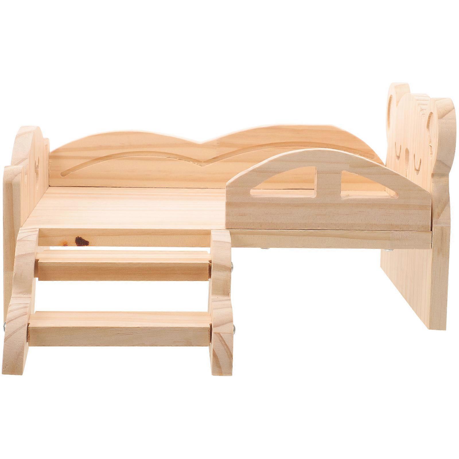 Wooden Guinea Pig Bed with Stairs – Small Animal House for Hamsters and Dwarf Pets, Portable Nest for Play and Sleep, Easy Assembly Durable Rustic