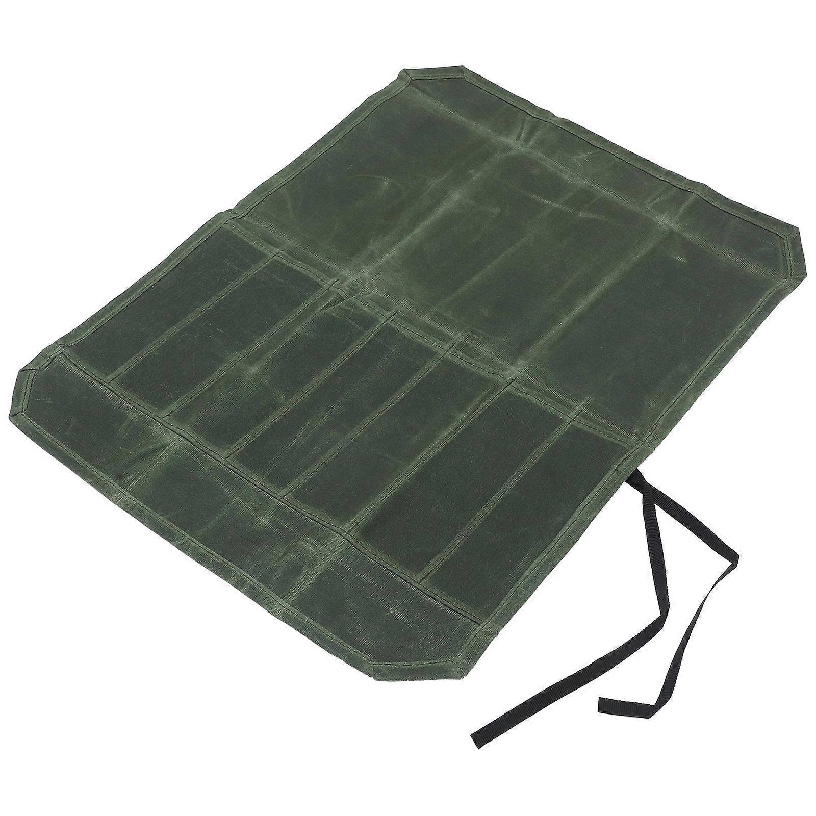Small Multi-Functional Canvas Tool Bag Waxed Canvas Small Tool Bag Roll Bag Outdoor Use Olive Green 22.0X17.7X0.4in Storage 1Set