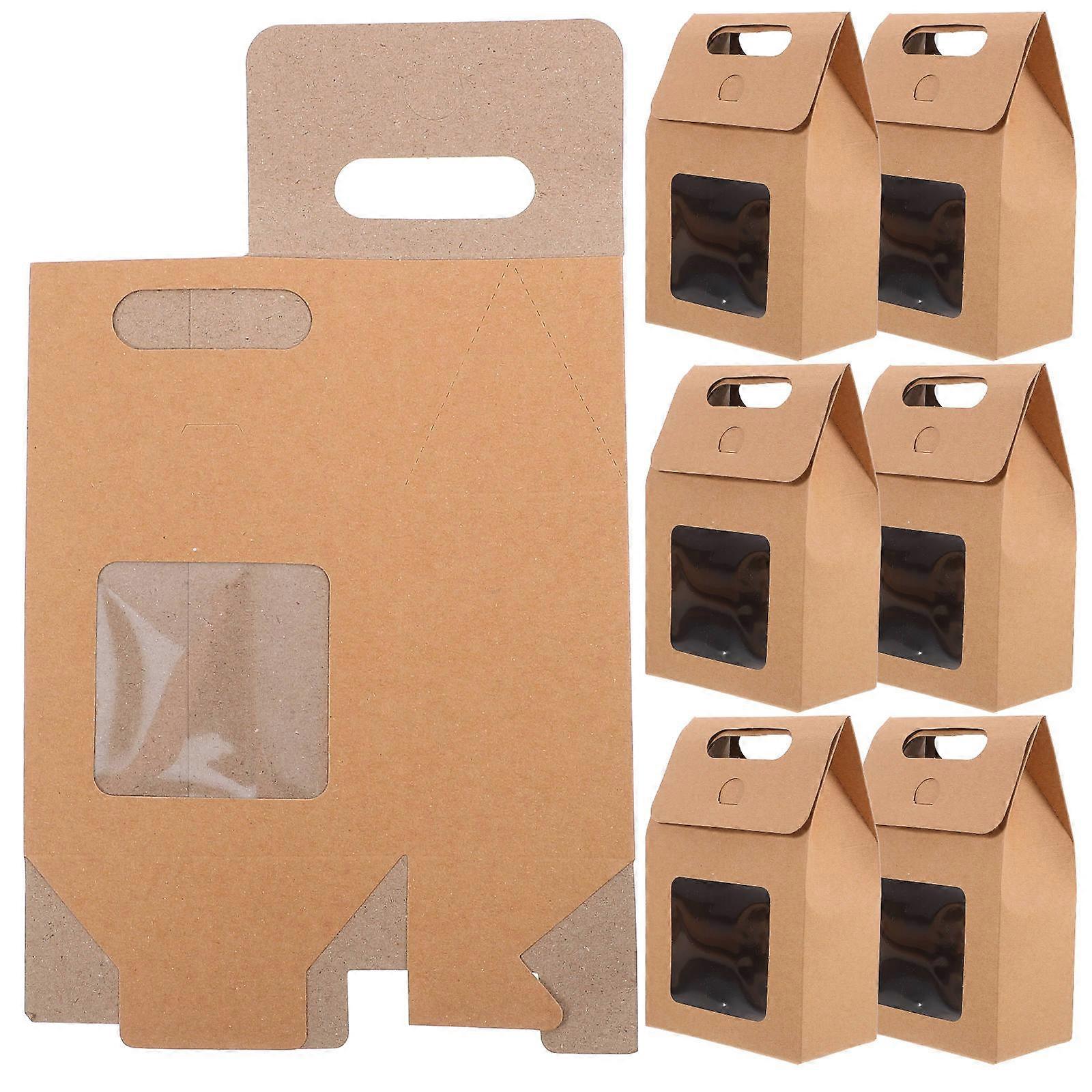 Cookie Boxes with Window Kraft Paper Bags for Bakery Use Flip-Top Design Christmas Parties 12Pack