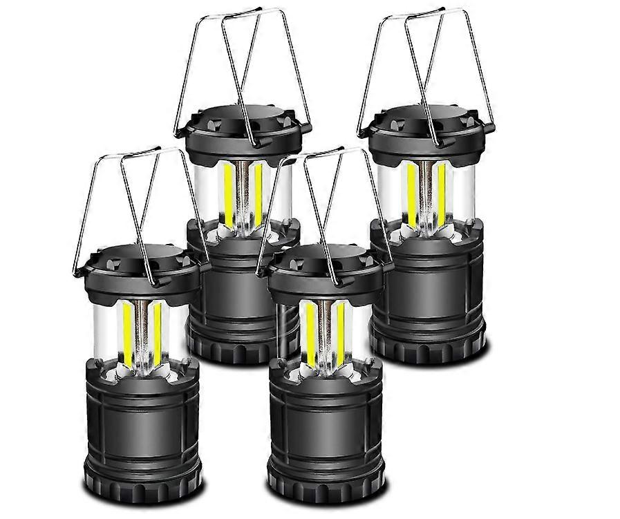 LED Camping Lantern, Battery Operated Collapsible Portable LED Lanterns, Emergency Lights with Foldable Hook for Hiking, Camping(Pack of 4)(Black)