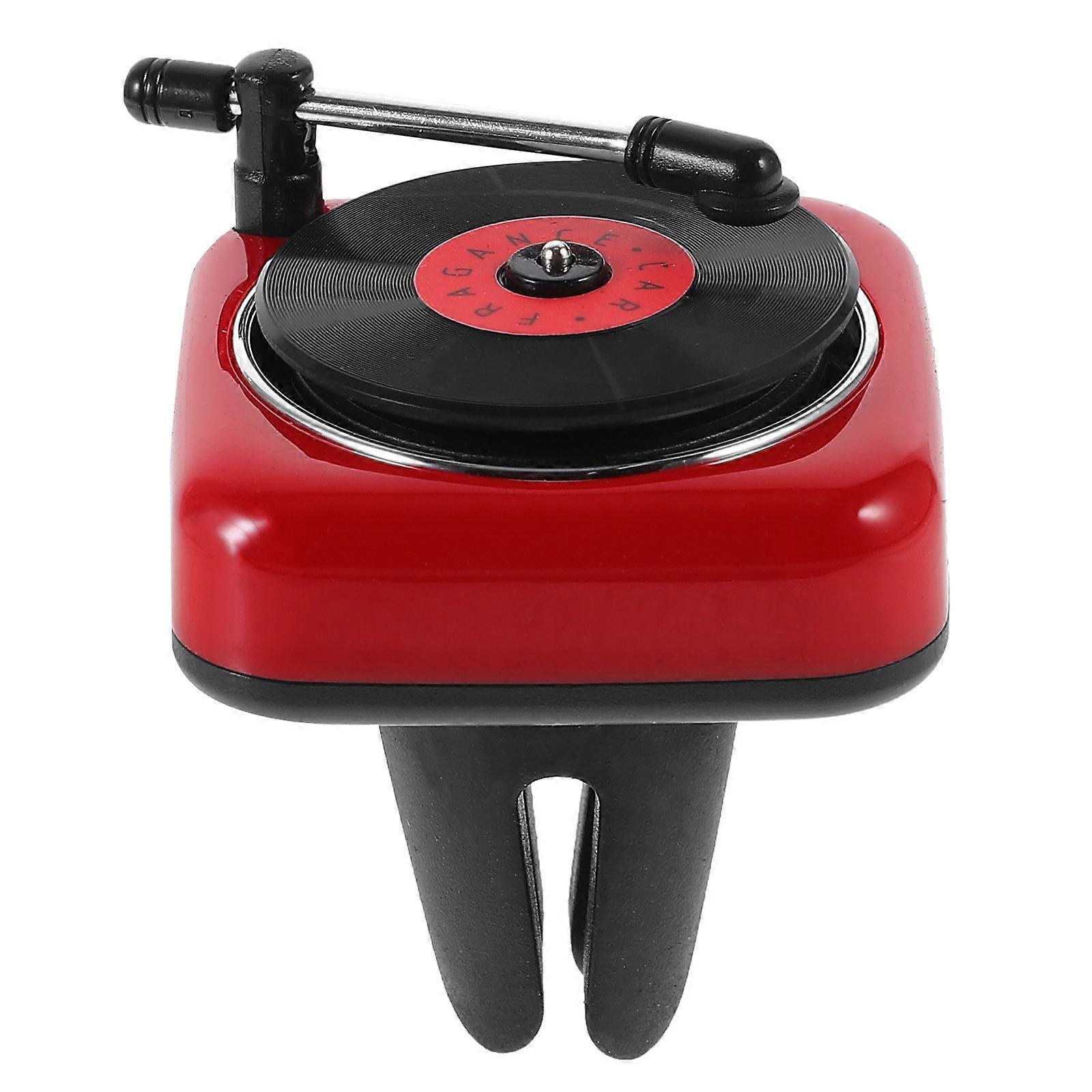 Record-Player Fragrance Diffusers Car Retro Style Automotive Air Freshener Vent Outlet Red 5.00x4.20x4.20cm Air Freshener 1Pcs