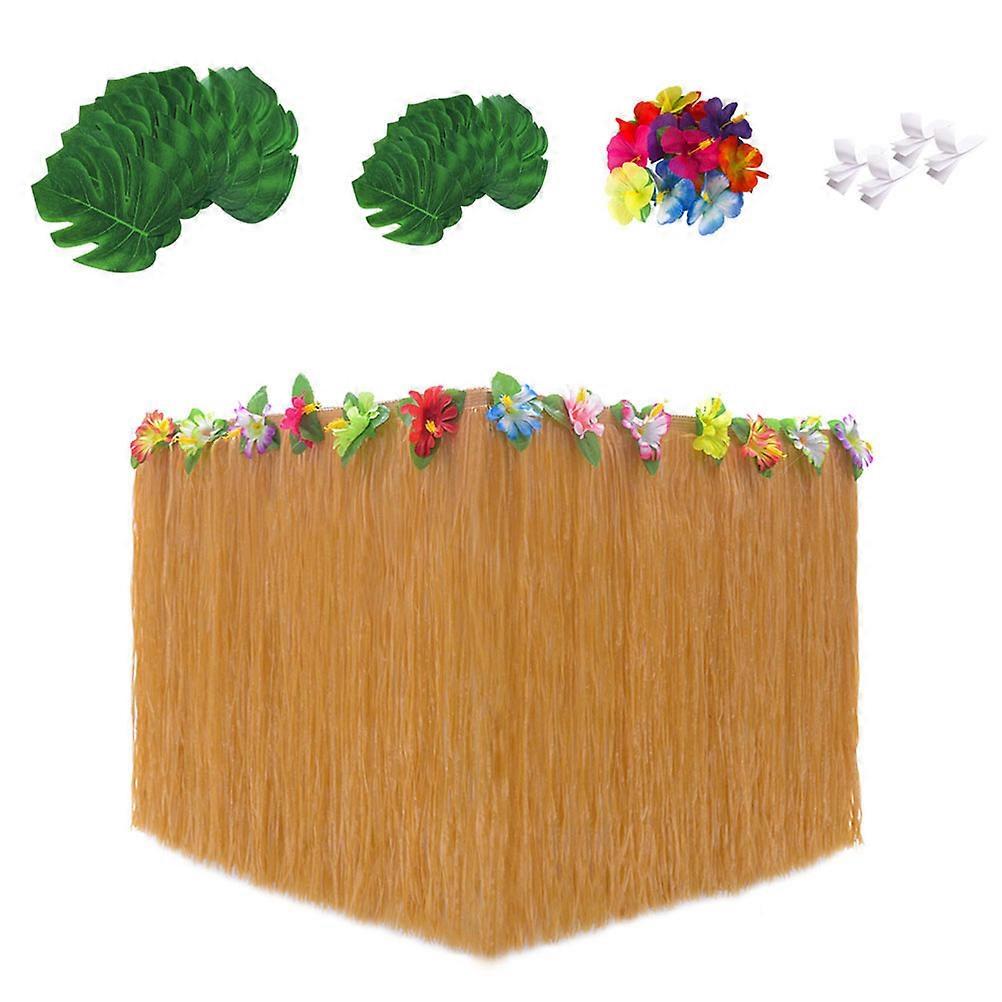 Luau Grass Table Skirt Hawaiian Themed Parties Decorative Events Cloth Material Rectangular Style Table Covering 59Pcs