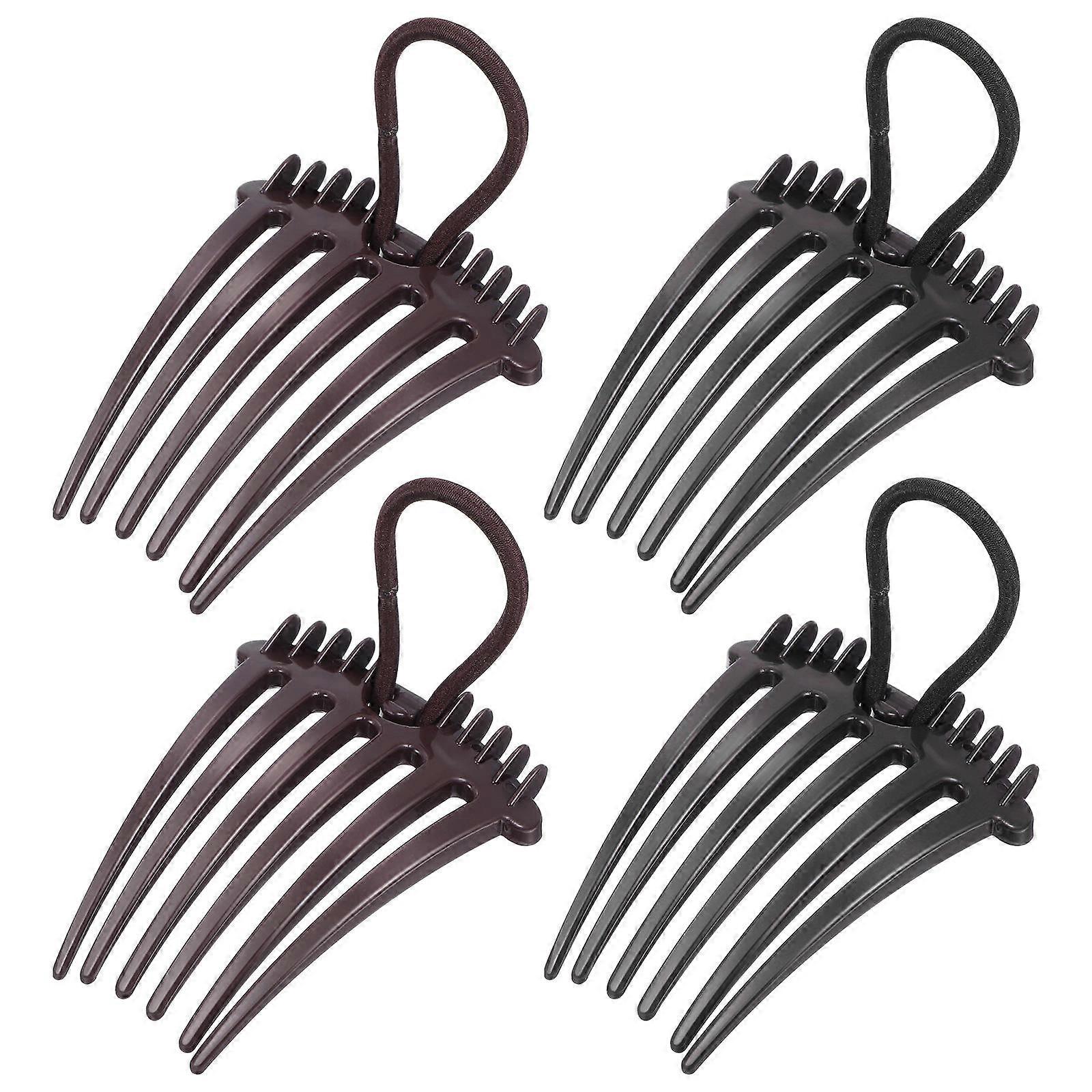Ponytail Hair Comb Adds Volume to Ponytail Wig Ponytail Black 8.5x6.5x2cm 4Pcs