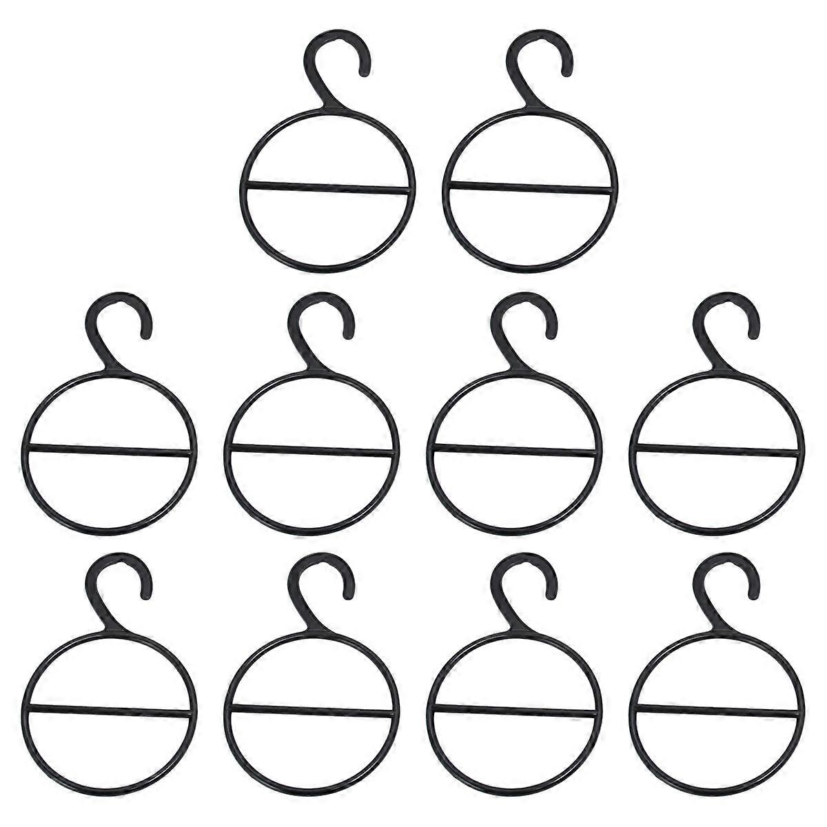 Circle Shape Coat Hanger Multifunctional Scarf Belt Organizer Space Saving Black 10Pack