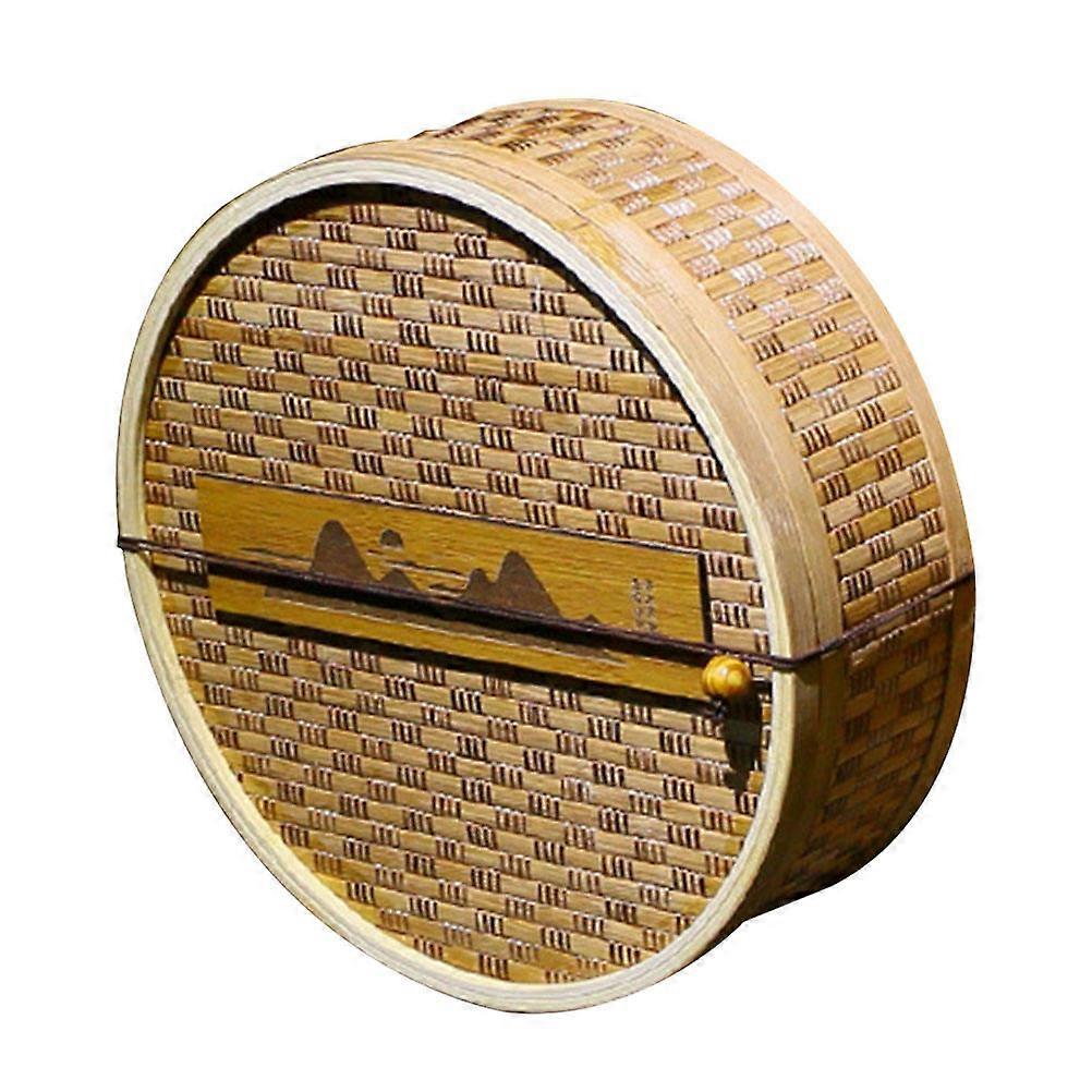 1Pc Practical Pu'er Tea Storage Box Unique Woven Bamboo Tea Holder