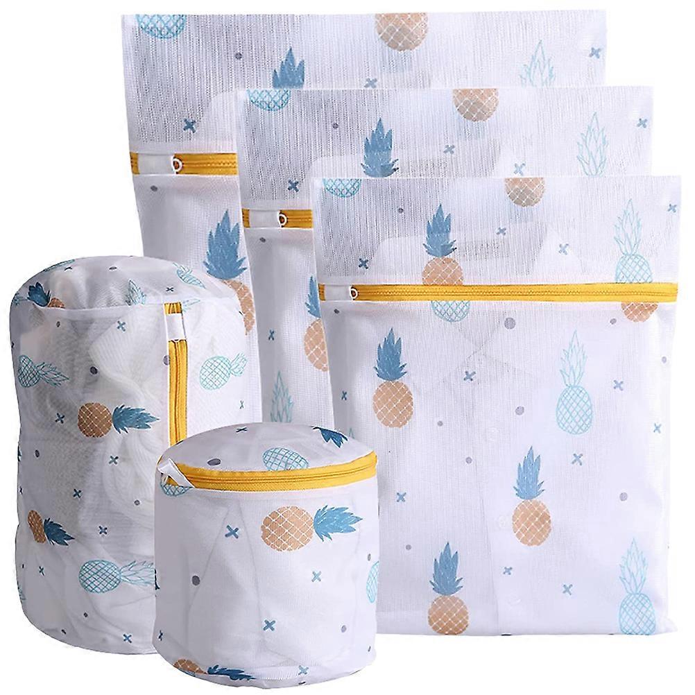 Mesh Laundry Bags Set Lingerie Bag General Users White 50.00X40.00X3.00cm Rust-proof Zipper 5Pack