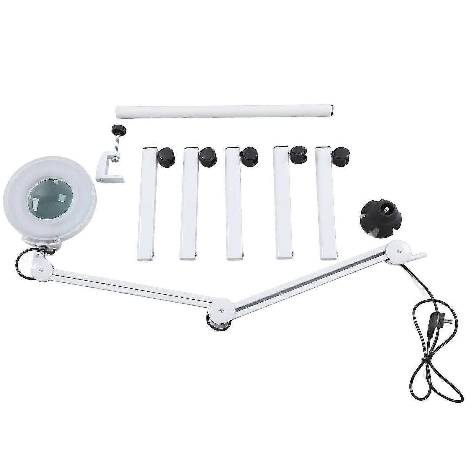 Led Lighted Magnifier 8x Swing Arm Magnifying Floor Lamp With 5 Legged Base Clamp Eu Plug 220v