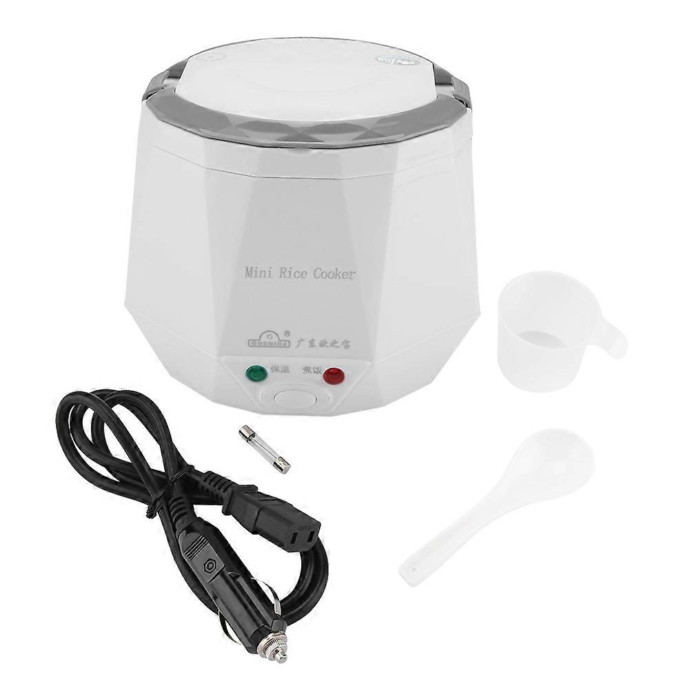 Cuiseur à riz électrique multifonction portable 12 V 100 W 1,3 L pour voiture, blanc