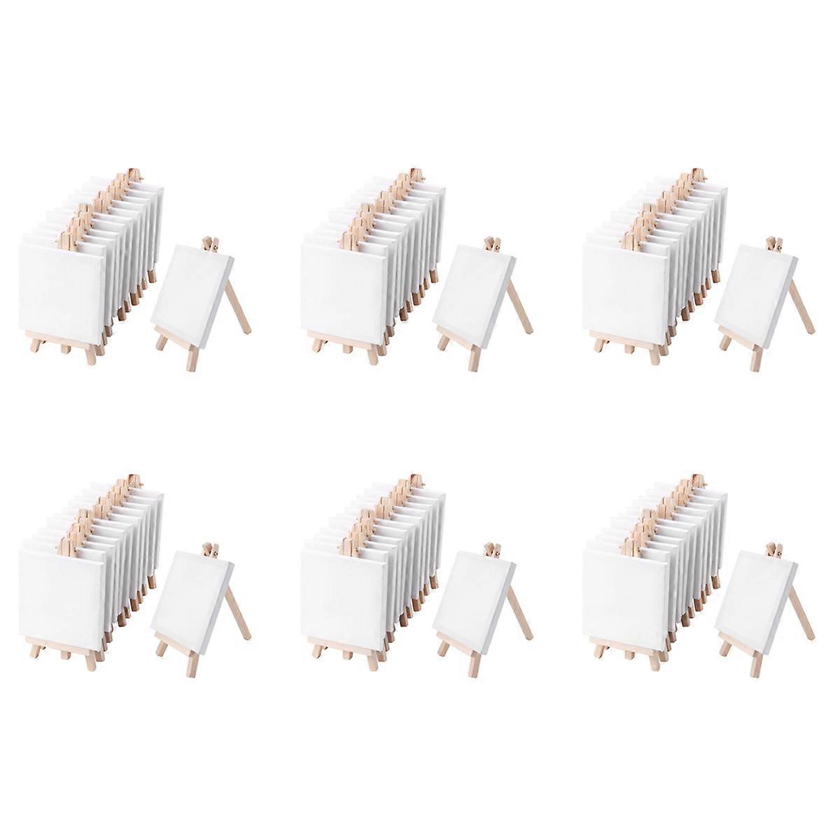 4 By 4 Inch Mini Canvas And 8 x 16cm Mini Wood Easel Set 12 Pack